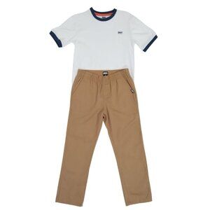 DKNY Boys White & Tan T-Shirt And Pants Set Size 6. NWOT